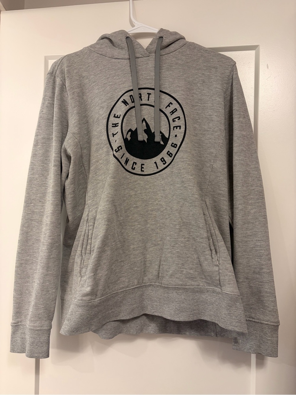 The North Face Light Gray Pullover with Black Mountain Logo